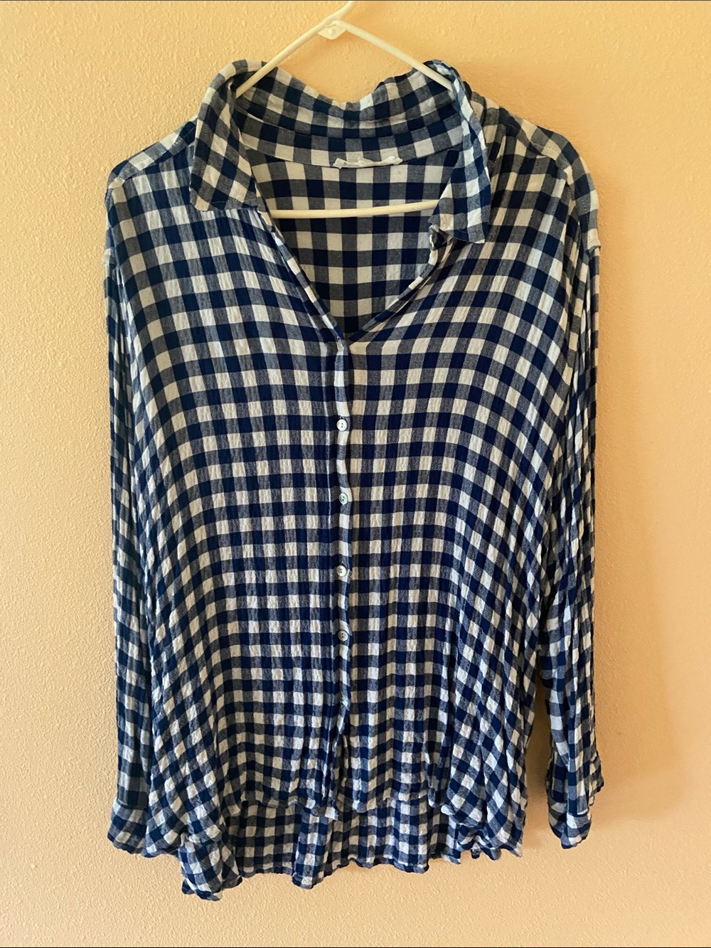Women’s Jane and Delancey Navy Blue White Long Sleeve Button Up, Plus Size 3X